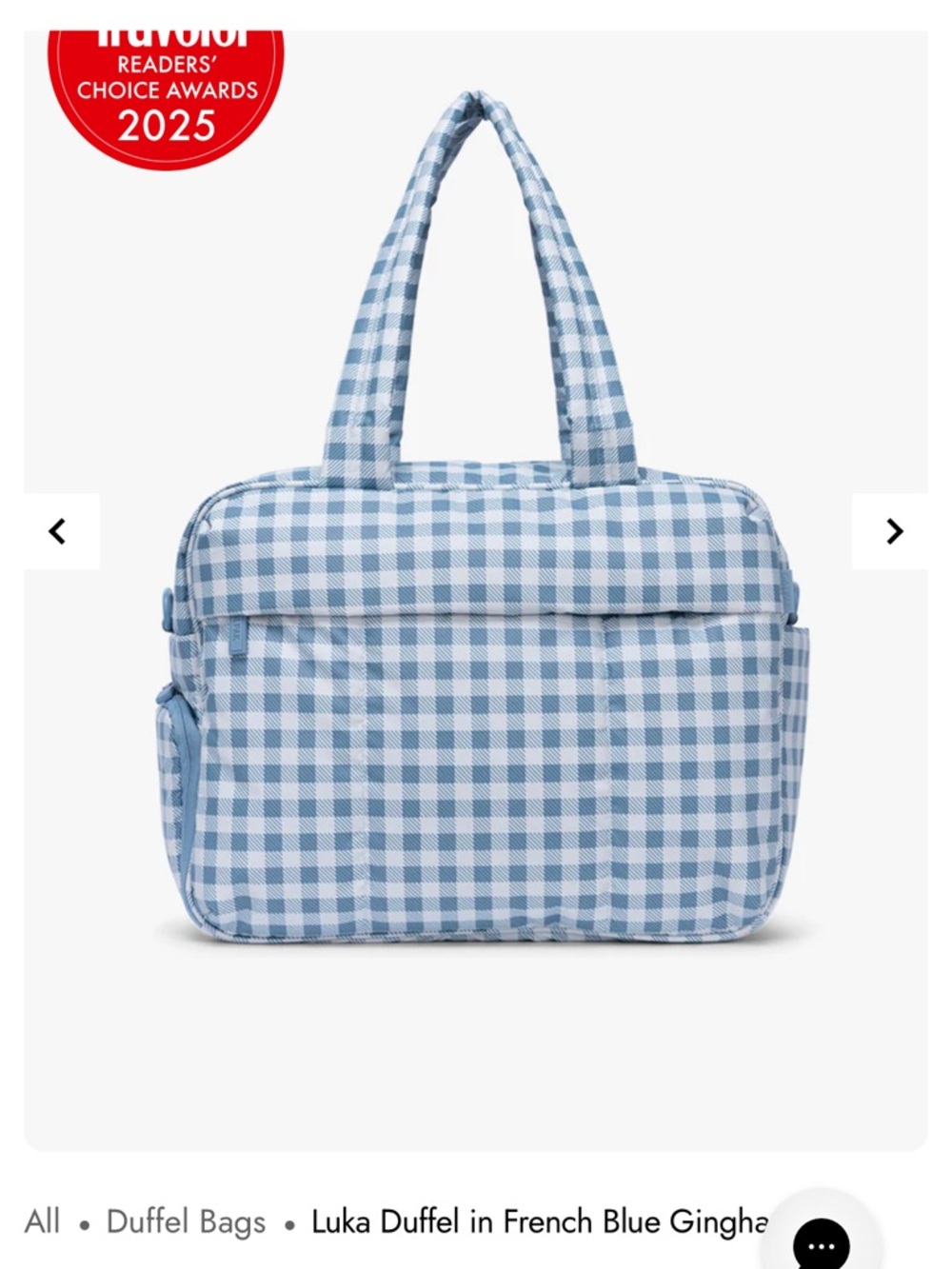 CALPAK Luka Duffel French Blue Gingham - Picture 4 of 5